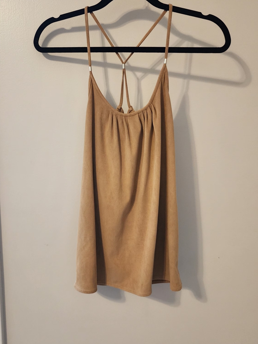 New York & Company Camel Suede-Look Strappy Cami Size XS